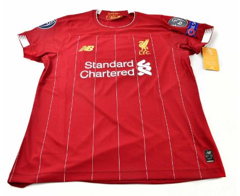 MOHAMED SALAH; a Liverpool Premier League Winners shirt, signed to reverse, size GB 14.Condition Report: Creasing and light g