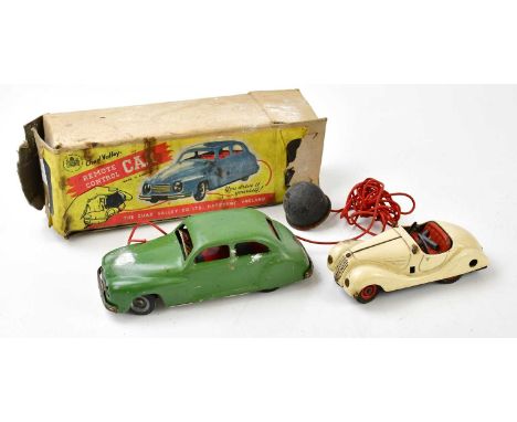 CHAD VALLEY; a boxed tin plate electric car, together with a Schuco Examinco 4001 clockwork car (af).