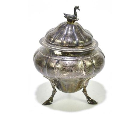 GUISEPPE MANISCALCO DI ANDREA; a late 18th century Maltese silver covered sugar bowl, De Rohan period (1775-97), with swan fi