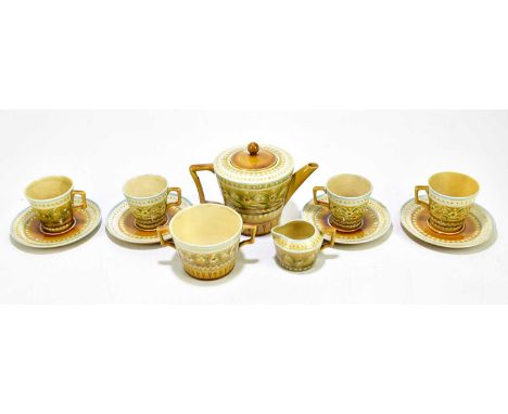 LINTHORPE; a part tea set comprising a teapot, four cups, fours saucers, a cream jug and a sugar bowl.Condition Report: Exten