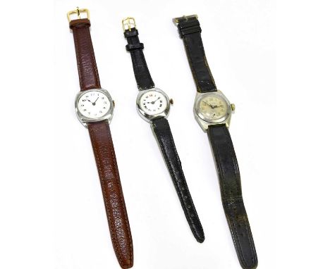 ADMIRAL; a stainless steel cased wristwatch, the enamel dial set with Arabic numerals, diameter excluding winding crown 30mm,