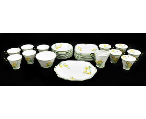 ADDERLEY WARE; a part tea set to include twelve saucers, twelve side plates, two serving plates, one bowl, one cream jug and 