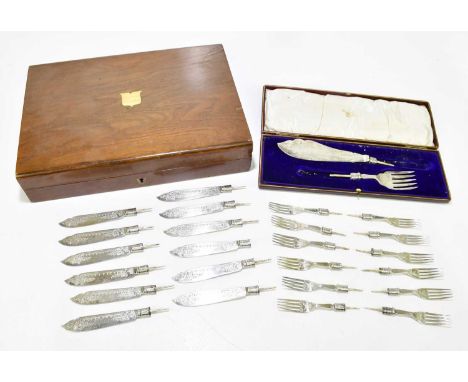 LEVESLEY BROTHERS; a cased Edward VII hallmarked silver canteen of cutlery and flatware, Sheffield 1902, together with matchi