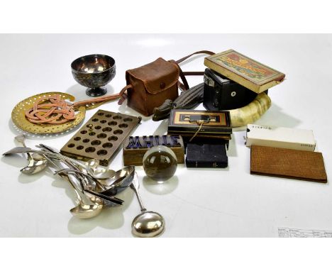 A quantity of collectors' items to include a safety deposit box, a plated Chinese bowl, a Derby County Parker Pen, vintage ca