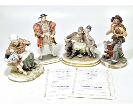 BRUNO MERLI FOR CAPODIMONTE; a ceramic figure 'Henry VII', height 29cm, together with three further Capodimonte figures (4).C