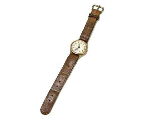 ROLEX; a vintage gentleman's 9ct yellow gold wristwatch with Arabic numerals to the dial and with unicorn fifteen jewel movem