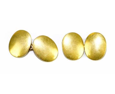 A pair of 18ct yellow gold cufflinks, approx weight 14.8g.Provenance: Light surface scratches and wear, items are clearly mar