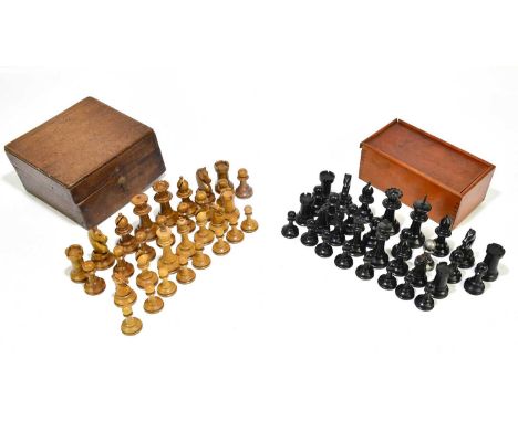 JAQUES STAUNTON; a vintage chess set, together with a further cased vintage chess set.Condition Report: Height of king on Sta