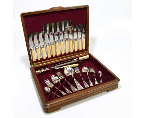 A mahogany cased canteen of silver plated cutlery and flatware.