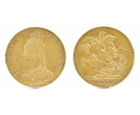 A Victorian sovereign, jubilee head, 1888.Condition Report: Light wear, minor scuffs and marks to the edges.