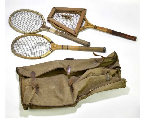 Three vintage tennis racquets to include an Oxford example, in carrying case (4).