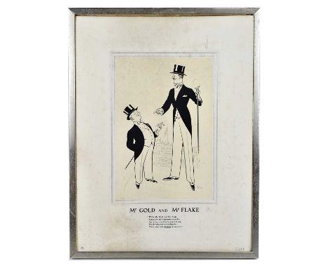 A vintage advertising show card/card sign, 'Mr Gold and Mr Flake, famed for the cigarettes we make and every record we're out