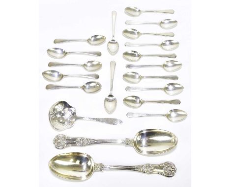 WILLIAM EATON; a pair of Victorian hallmarked silver serving spoons, London 1838, together with a quantity of assorted hallma