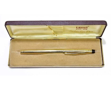 A Cross gold plated roller ball pen in original box.