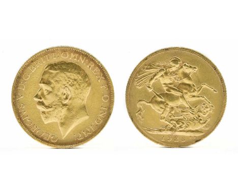 A George V full sovereign, 1925.Condition Report: Light wear, tarnishing but good condition.