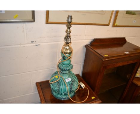 A jade green glazed table lamp base 