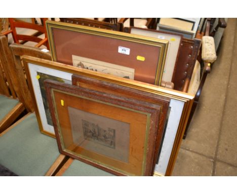 A pair of late Victorian black and white prints contained in oak frame; together with a print of The Suffolk Show Christchurc