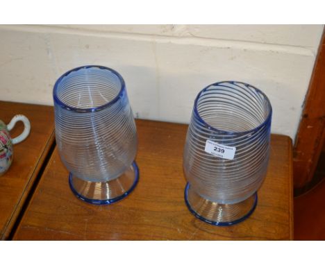A pair of vintage Venetian Murano opal and glass vases 
