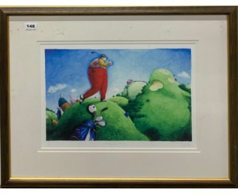 A framed hand pencil signed and numbered print entitled 'Below par' by Paul Hess (Australian 1961 - present), limited edition