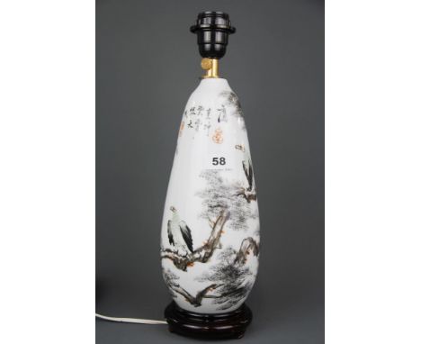 A hand painted Chinese porcelain table lamp, H. 33cm.