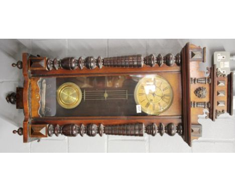 A 19th century Vienna style wall clock, H. 126cm.
