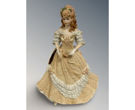 A Coalport matt-glazed china figure : Age of Elegance - Easter Bonnet, 21 cm. 