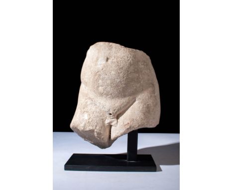 Ca. AD 100 - 200.A marble torso representing Cupid, showcasing intricate details and characterised by his chubby, soft, yet p