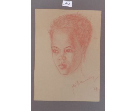 British school, very fine Orientalist pencil portrait study of a young girl, signed and dated 1963, H 51 x W 39cm 