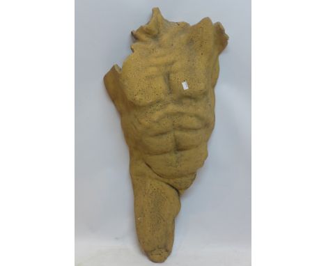 A contemporary ceramic sculpture of a male torso, H:100cm