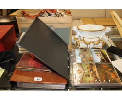 A COLLECTION OF VINTAGE POSTCARDS, TOGETHER WITH A COLLECTION OF ASSORTED ITEMS TO INCLUDE A MODERN CHERUBIC PLANTER 