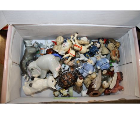 A SMALL BOX OF CERAMIC FIGURES TO INCLUDE WADE