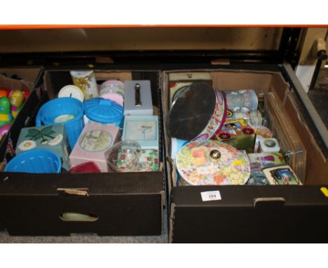 TWO BOXES OF VINTAGE TINS ETC