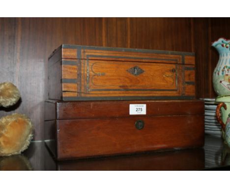 TWO VINTAGE MAHOGANY BOXES A/F