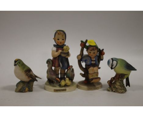 TWO GOEBEL FIGURES TOGETHER WITH TWO BESWICK MATT FINISH BIRD FIGURES (4)
