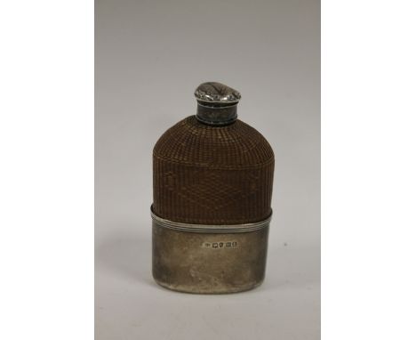 AN ANTIQUE HALLMARKED SILVER HIP FLASK A/F 