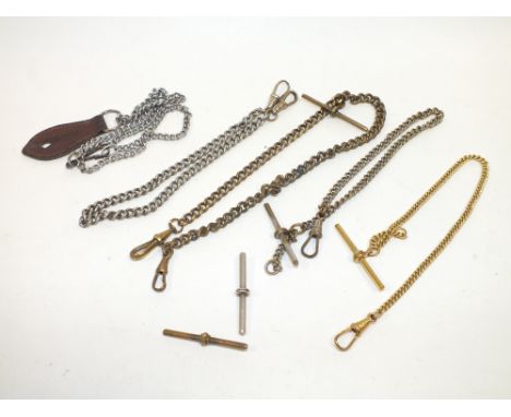 FIVE VINTAGE POCKET WATCH CHAINS