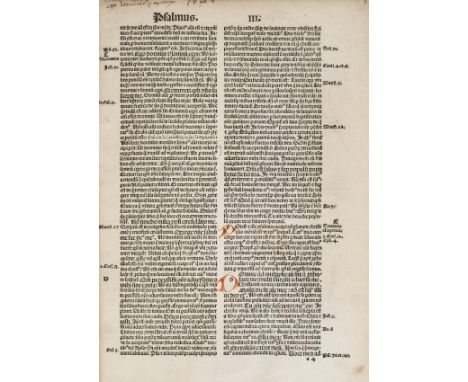 Augustine (Saint). Explanatio psalmorum, Basel: Johann Amerbach, 1497, 4 parts in 1 volume, 426 leaves (complete), Gothic typ