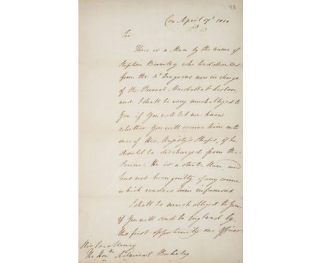 *Wellesley (Arthur, Duke of Wellington, 1769-1852). An unpublished autograph dispatch signed 'Wellington', Cea, 17 April 1810