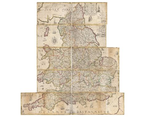 Lea (Philip), Untitled map taken from Christopher Saxton's large scale map of England and Wales first published in 1583, publ