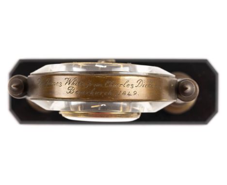 *Dickens (Charles, 1812-1870). A mid-19th century French desk clock,  with presentation inscription engraved 'Revd James Whit