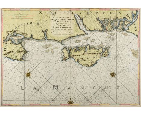 Mortier (Pierre & Jaillot Alexis Hubert), Carte particuliere des Costes Meridionales d'Angleterre qui comprend l'Isle de Wigh