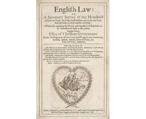Cock (Charles George). English-Law: or, A Summary Survey of the Houshold of God on Earth ... Together with an Essay of Christ