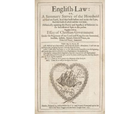 Cock (Charles George). English-Law: or, A Summary Survey of the Houshold of God on Earth ... Together with an Essay of Christ