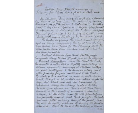 *Wolseley (Garnet Wolseley, 1st Viscount, 1833-1913). Original manuscript briefing notes entitled 'Extract from Notes to acco