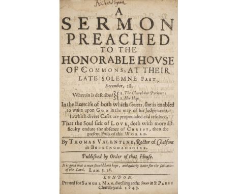 English Civil War. A Sermon Preached to the Honorable House of Commons; at their late solemne fast, December, 28. Wherein is 