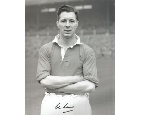 Jim Lewis autographed photo. High quality black and white 8x10 photo signed by Jim Lewis who played 49 times for the England 