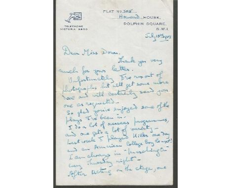 Cyril Gardiner handwritten letter. Interesting hand written letter, dated 1943 by actor Cyril Gardiner. In the letter, he goe