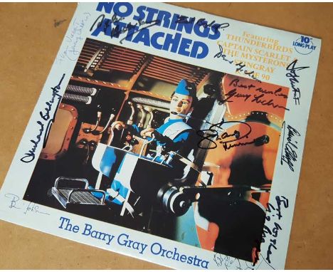 Thunderbirds Cast multi signed record. 10 inch long play record of No Strings Attached the Music of Thunderbirds, Captain Sca