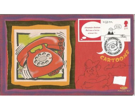 Graham Dury Fat Slags cartoonist signed single stamp 2001 Greetings Benham FDC. He has added a doodle below autograph.  Good 