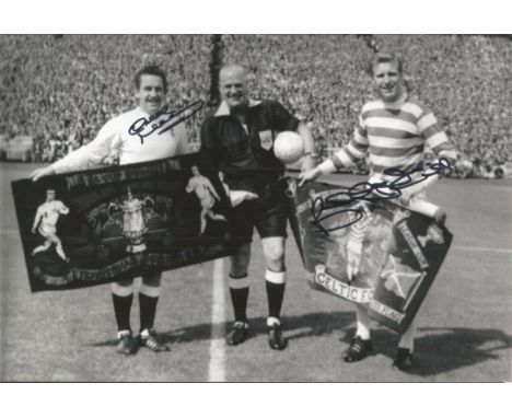 Billy McNeil David Mackay B/W 12 X 8 Photo Depicting Celtic Captain Billy McNeil and Tottenham Captain Dave Mackay Meeting in